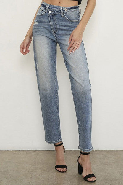 Insane Gene High Rise Cross Overed Girlfriend Jeans us.meeeshop - 