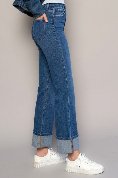 Insane Gene High Rise Cuffed Crop Boot Jeans us.meeeshop - 