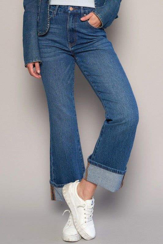 Insane Gene High Rise Cuffed Crop Boot Jeans us.meeeshop - 