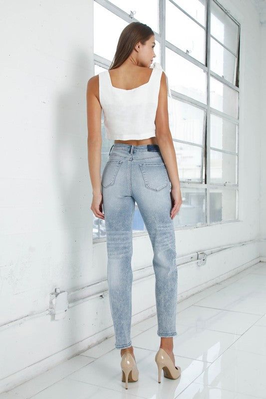 Insane Gene High Rise Girlfrined Jeans Light Wash us.meeeshop - 