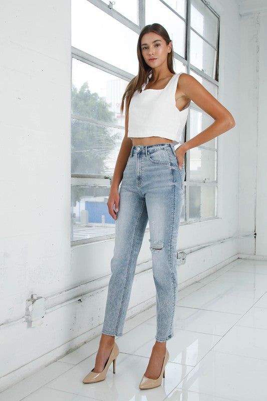 Insane Gene High Rise Girlfrined Jeans Light Wash us.meeeshop - Pants