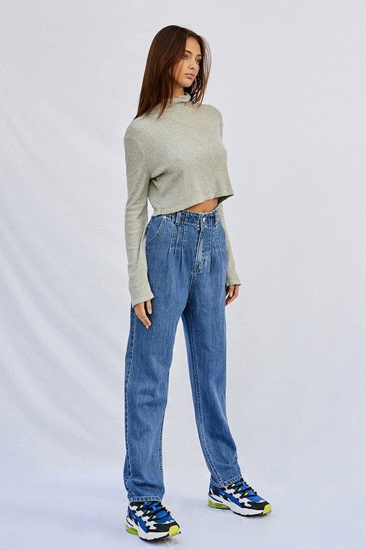 Insane Gene High Rise Pleated Mom Jeans us.meeeshop - 