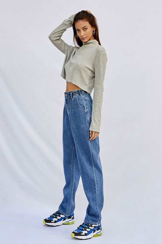 Insane Gene High Rise Pleated Mom Jeans us.meeeshop - 