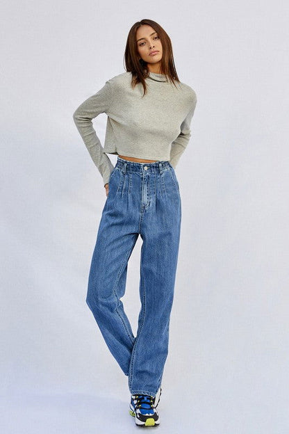 Insane Gene High Rise Pleated Mom Jeans us.meeeshop - Pants