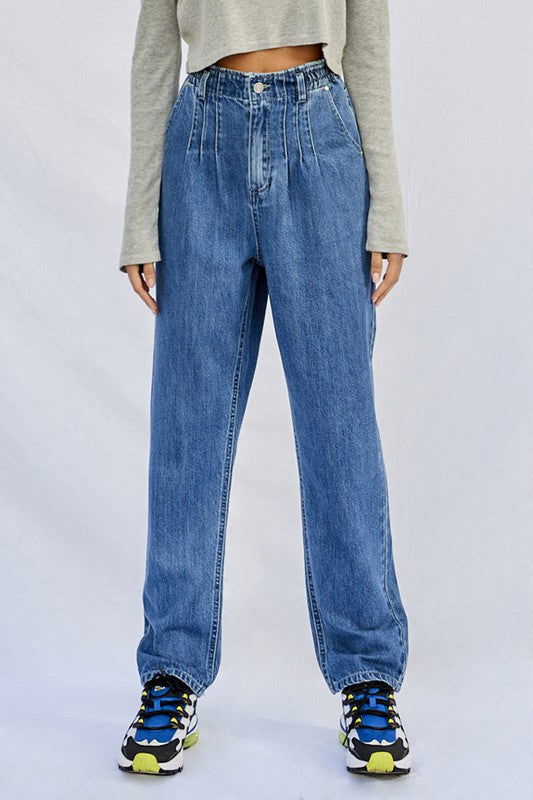 Insane Gene High Rise Pleated Mom Jeans us.meeeshop - 