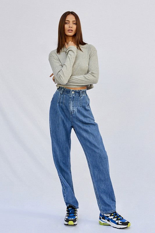 Insane Gene High Rise Pleated Mom Jeans us.meeeshop - 