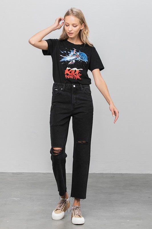 Insane Gene High Rise Premium Straight Jeans Black Denim us.meeeshop - 