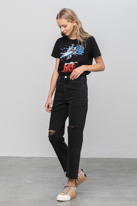 Insane Gene High Rise Premium Straight Jeans Black Denim us.meeeshop - 