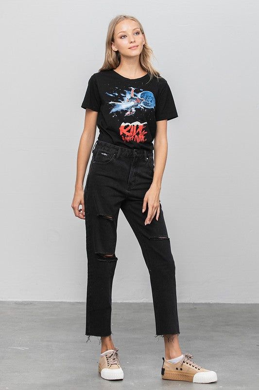 Insane Gene High Rise Premium Straight Jeans Black Denim us.meeeshop - 