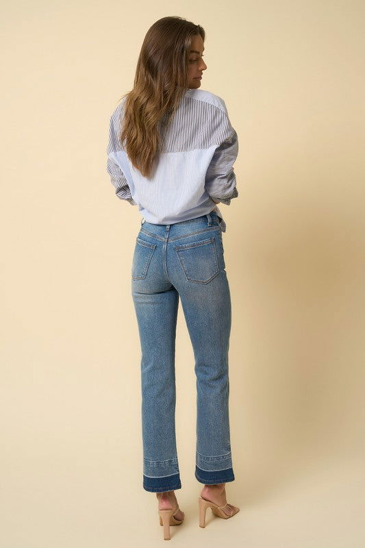 Insane Gene High Rise Released Hem Straight Jeans us.meeeshop - 