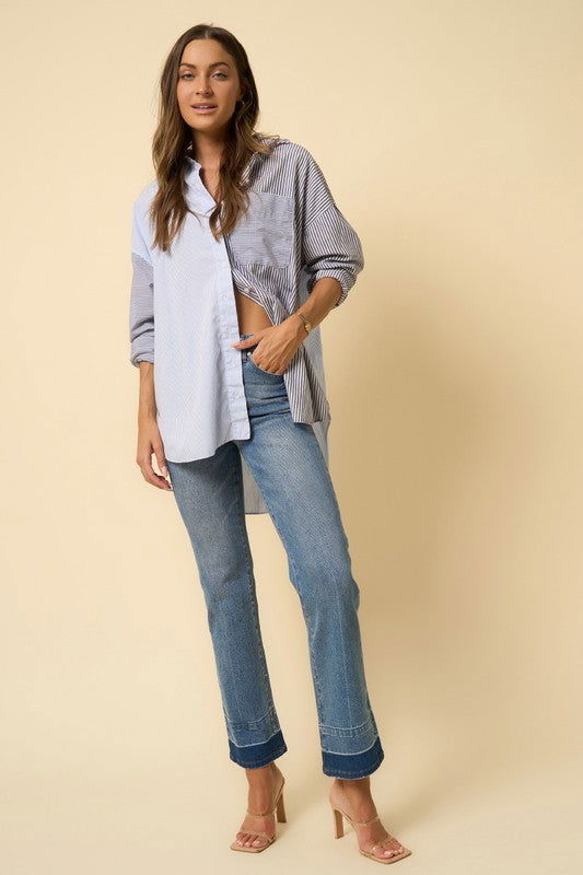 Insane Gene High Rise Released Hem Straight Jeans us.meeeshop - Pants