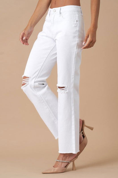 Insane Gene High Rise Slim Straight Jeans us.meeeshop - 