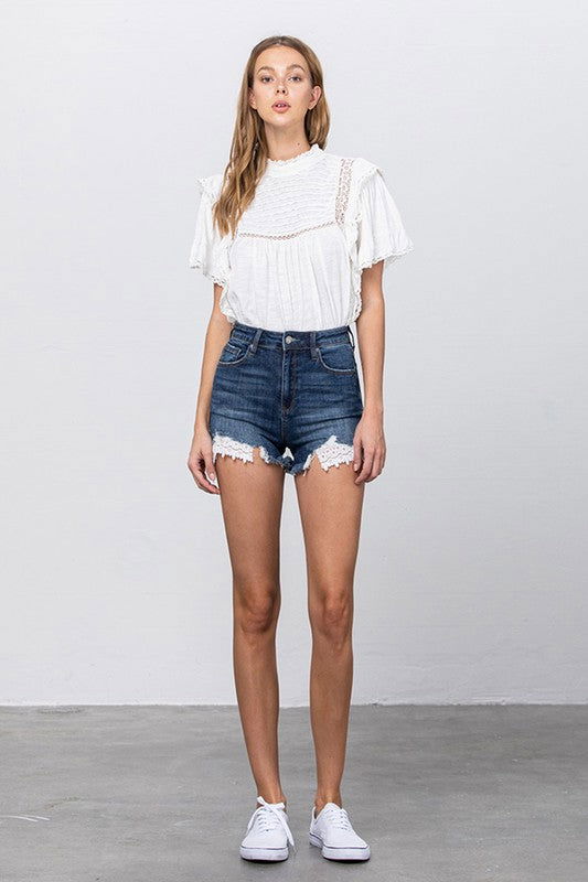 Insane Gene High Waist With Lace Lining Trim Shorts us.meeeshop - 