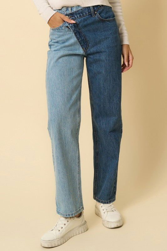 Insane Gene High Waisted Crossover Straight Jeans us.meeeshop - 