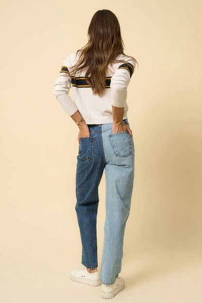 Insane Gene High Waisted Crossover Straight Jeans us.meeeshop - 