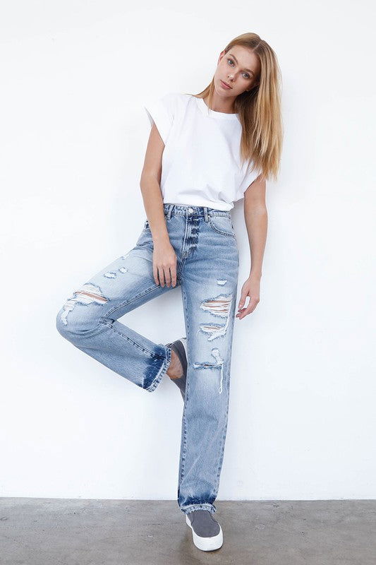 Insane Gene High Waisted Loose Straight Jeans us.meeeshop - 