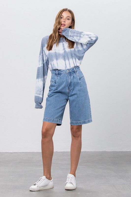 Insane Gene Medium Blue Wash Denim Mom Shorts us.meeeshop - Shorts