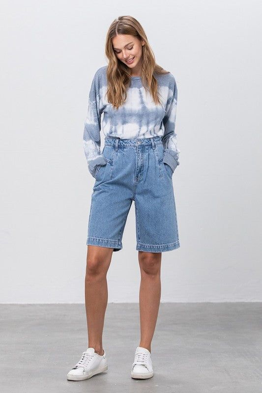 Insane Gene Medium Blue Wash Denim Mom Shorts us.meeeshop - 