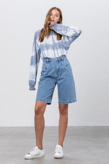 Insane Gene Medium Blue Wash Denim Mom Shorts us.meeeshop - 