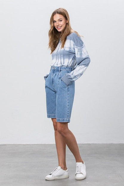 Insane Gene Medium Blue Wash Denim Mom Shorts us.meeeshop - 