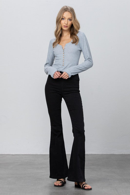 Insane Gene Mid-Rise Banded Wider Flare Jeans us.meeeshop - 