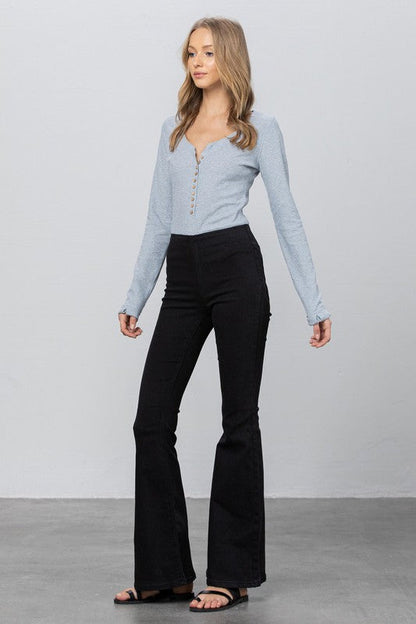 Insane Gene Mid-Rise Banded Wider Flare Jeans us.meeeshop - 