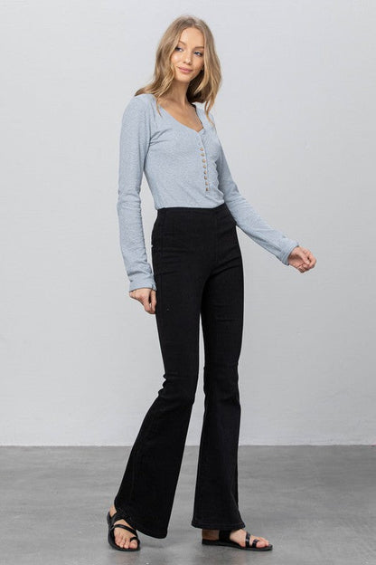 Insane Gene Mid-Rise Banded Wider Flare Jeans us.meeeshop - 