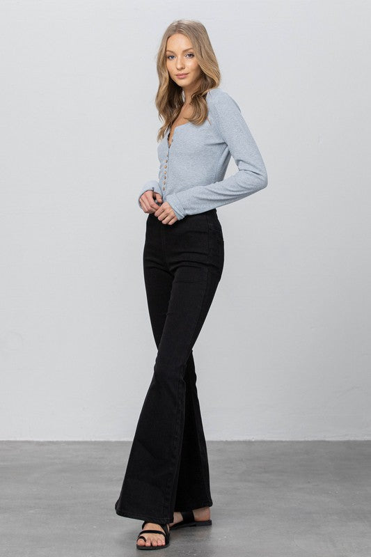 Insane Gene Mid-Rise Banded Wider Flare Jeans us.meeeshop - 