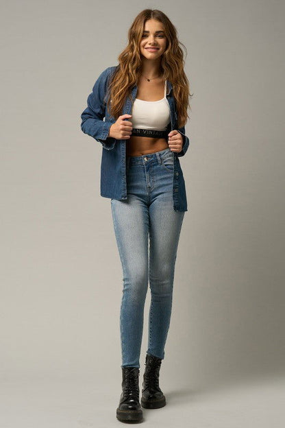 Insane Gene Mid-Rise Basic Ankle Skinny Jeans us.meeeshop - 