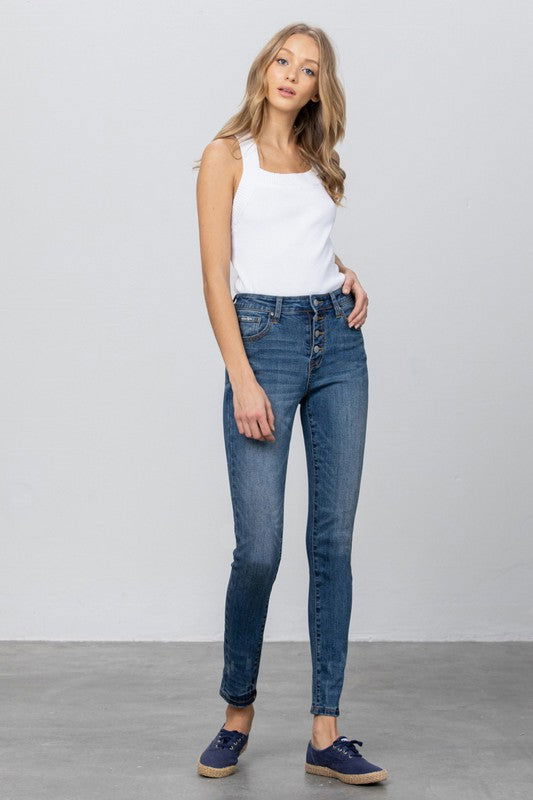 Insane Gene Mid Rise Button Down Skinny Jeans us.meeeshop - 