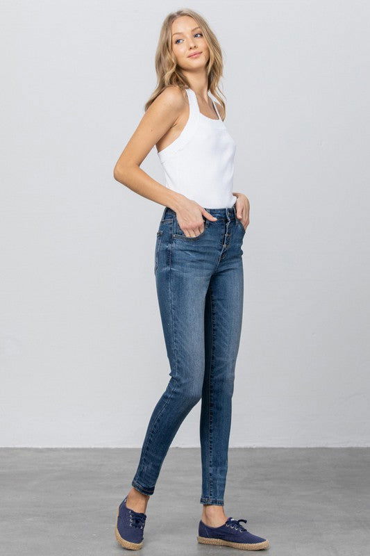 Insane Gene Mid Rise Button Down Skinny Jeans us.meeeshop - 