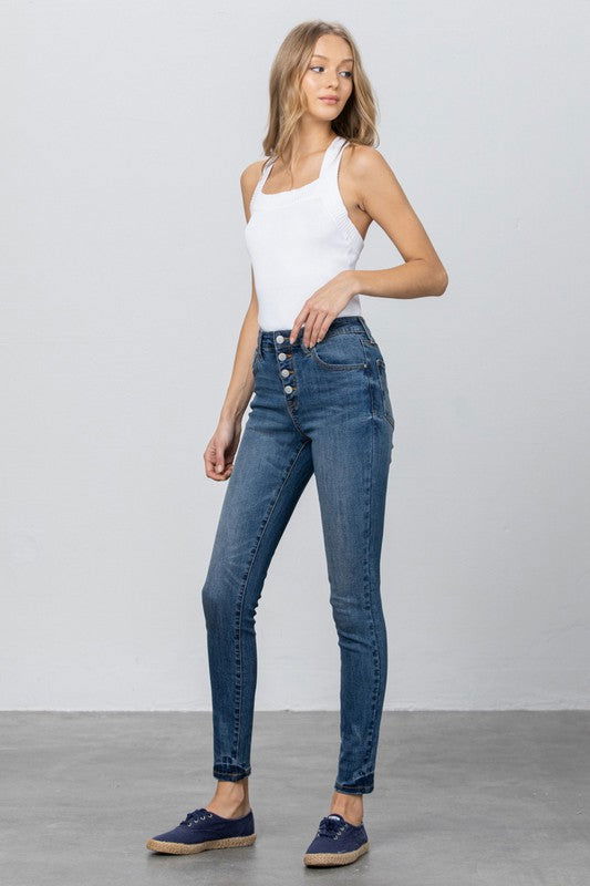 Insane Gene Mid Rise Button Down Skinny Jeans us.meeeshop - 