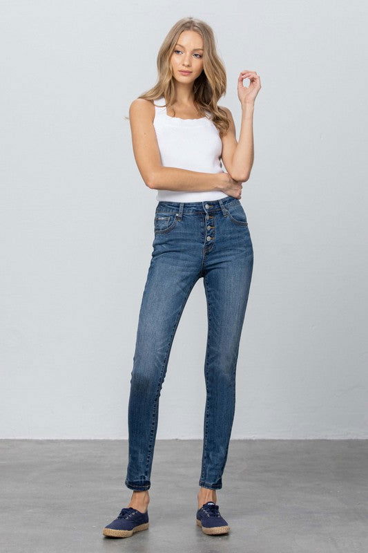 Insane Gene Mid Rise Button Down Skinny Jeans us.meeeshop - 