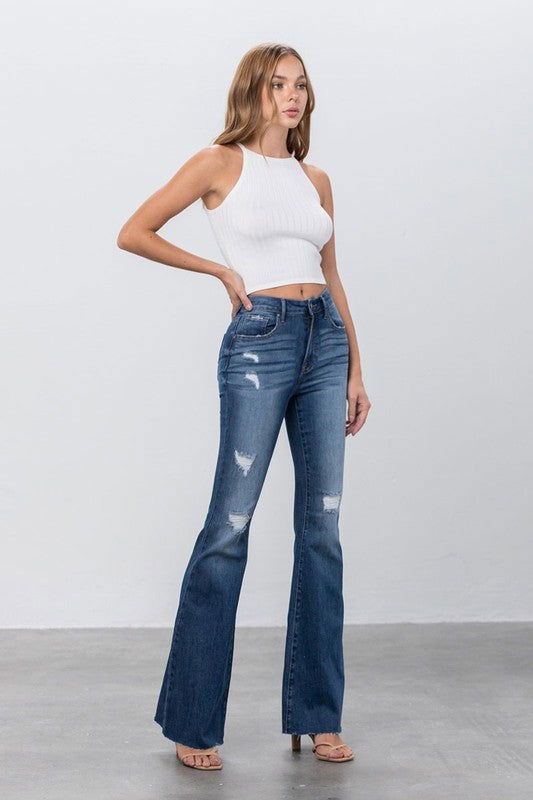 Insane Gene Mid Rise Dark Wash Flare Jeans us.meeeshop - 