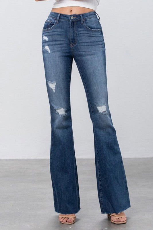 Insane Gene Mid Rise Dark Wash Flare Jeans us.meeeshop - 