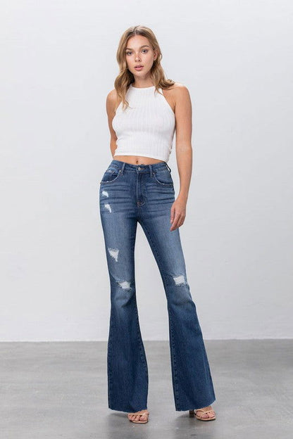 Insane Gene Mid Rise Dark Wash Flare Jeans us.meeeshop - 