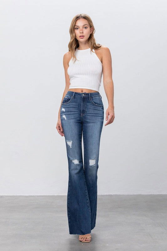 Insane Gene Mid Rise Dark Wash Flare Jeans us.meeeshop - Pants