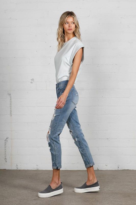 Insane Gene Mid Rise Heavy Destroyed Jeans us.meeeshop - 