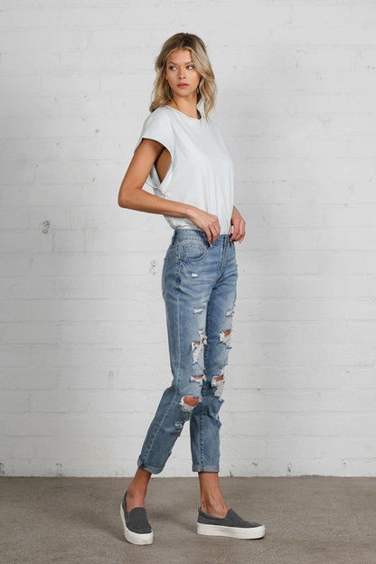 Insane Gene Mid Rise Heavy Destroyed Jeans us.meeeshop - 