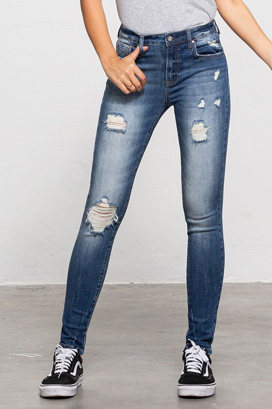 Insane Gene Mid-Rise Premium Body Distressed Ankle Skinny us.meeeshop - 