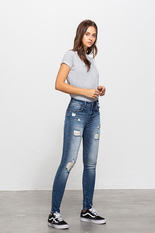 Insane Gene Mid-Rise Premium Body Distressed Ankle Skinny us.meeeshop - 