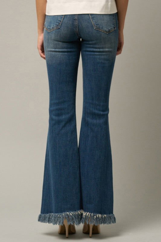 Insane Gene Mid-Rise Wide Elastic Banded Flare Jeans us.meeeshop - 