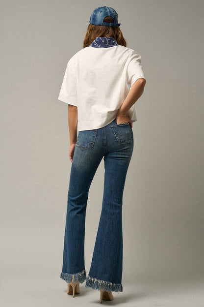 Insane Gene Mid-Rise Wide Elastic Banded Flare Jeans us.meeeshop - 