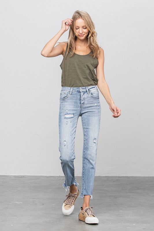 Insane Gene Mid Waist Straight Jeans us.meeeshop - 