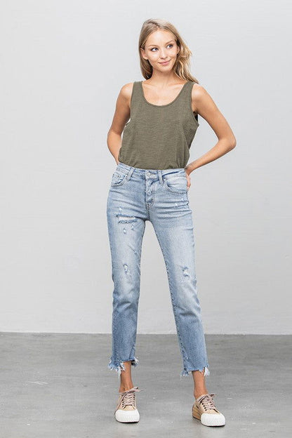 Insane Gene Mid Waist Straight Jeans us.meeeshop - 