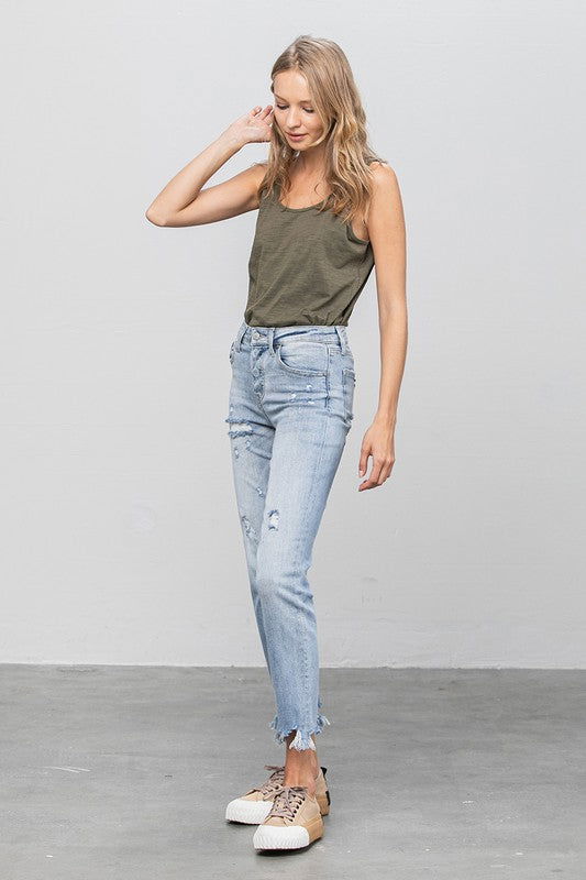 Insane Gene Mid Waist Straight Jeans us.meeeshop - 