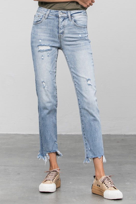 Insane Gene Mid Waist Straight Jeans us.meeeshop - 