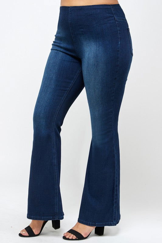 Insane Gene Plus Size Mid-Rise Banded Wider Flare Jeans us.meeeshop - 