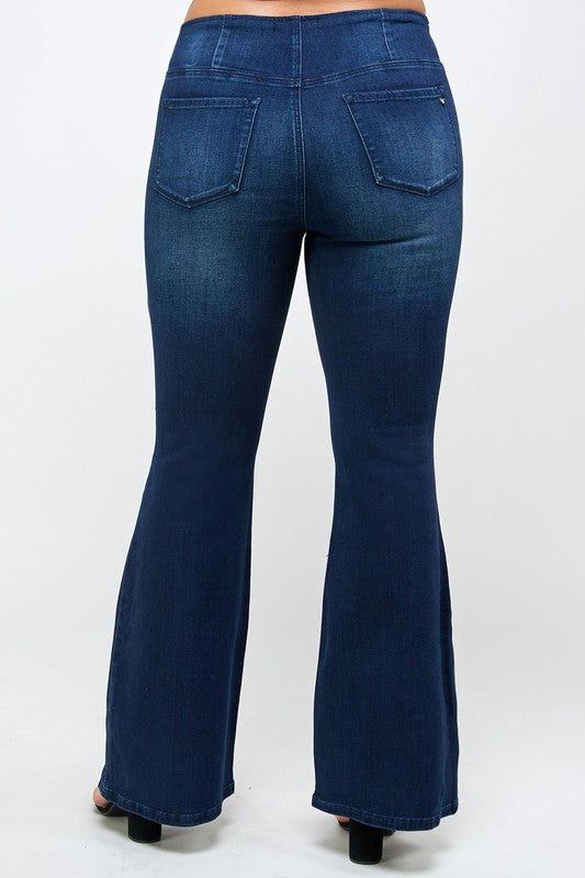 Insane Gene Plus Size Mid-Rise Banded Wider Flare Jeans us.meeeshop - 