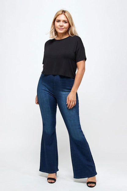 Insane Gene Plus Size Mid-Rise Banded Wider Flare Jeans us.meeeshop - 